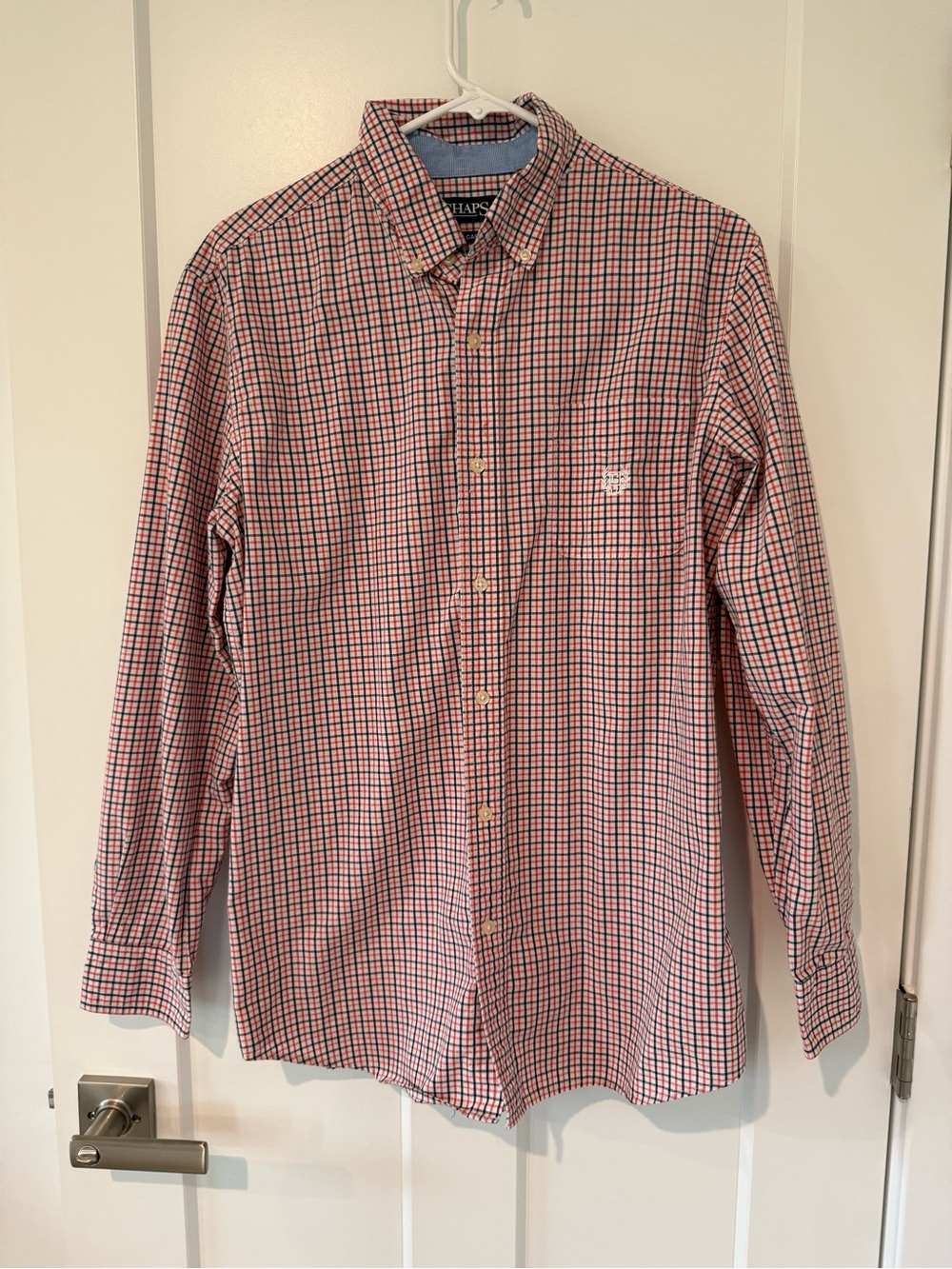Chaps Men’s Orange & Blue Plaid Button-Down Shirt